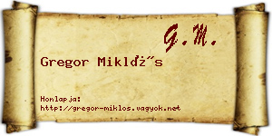 Gregor Miklós névjegykártya